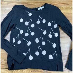 Ann Taylor Black‎ Sweater back button cardigan With Cherries Size Sm knit
